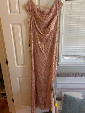 Tadashi Shoji Rose Gold Sequin Lace Dress